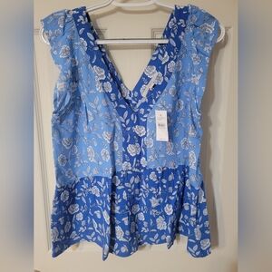LOFT Sleeveless Blouse With Ruffle, Size M, NWT